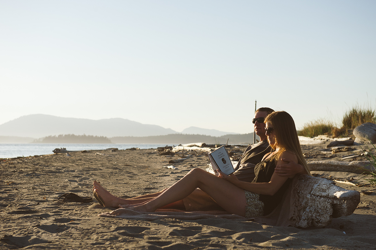 Two people on beach on Sidney Spit