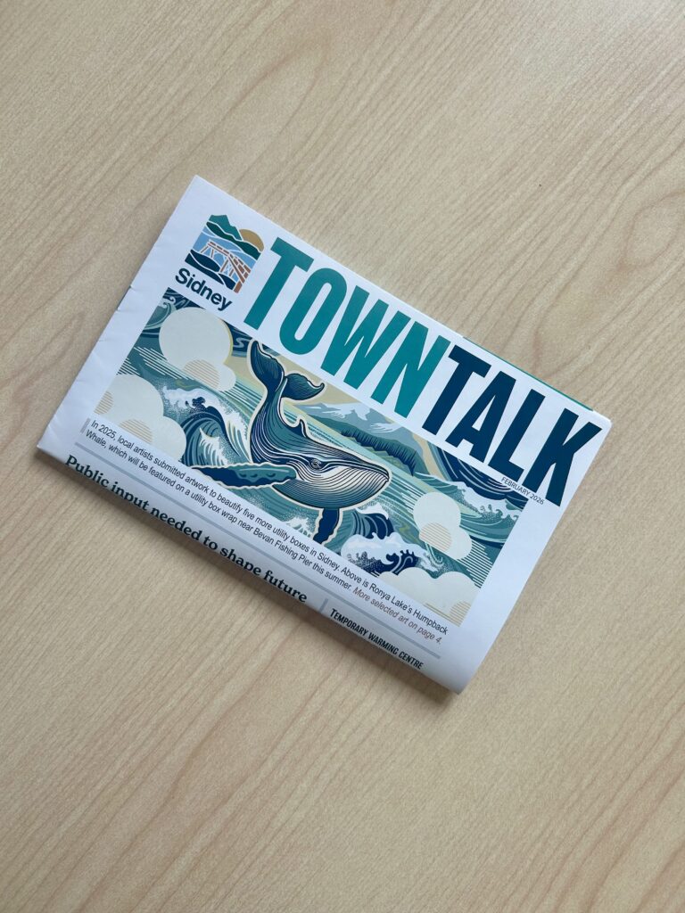 Newsletter folded on table