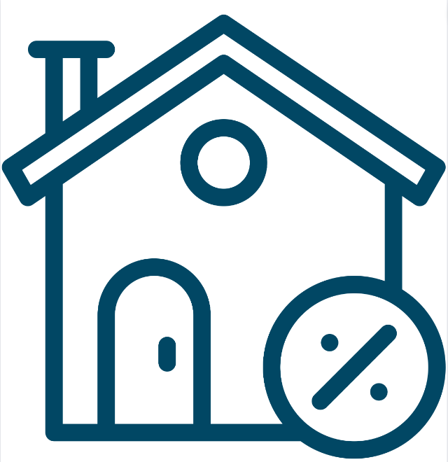 Property Tax Icon. House with percentage sign