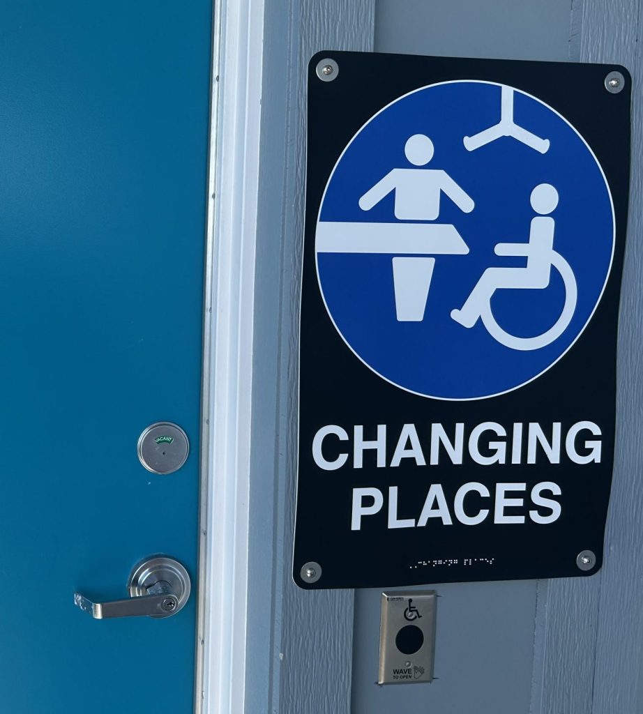 Changing Places signs on washroom door