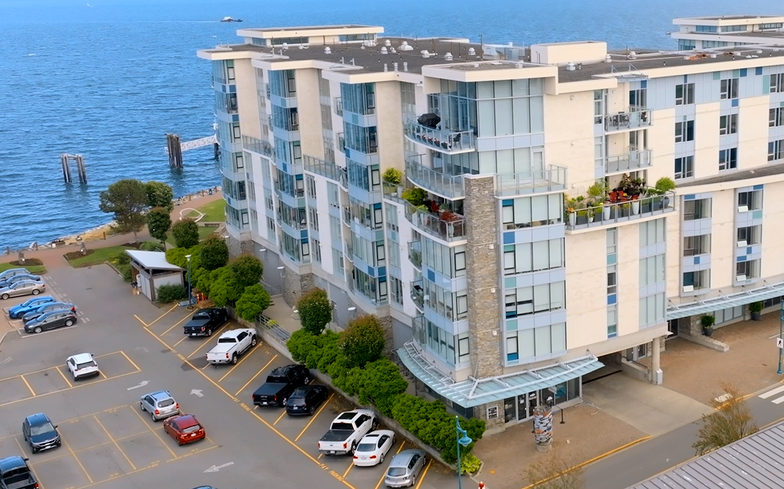 Aerial shot of Shaw Centre for the Salish Sea