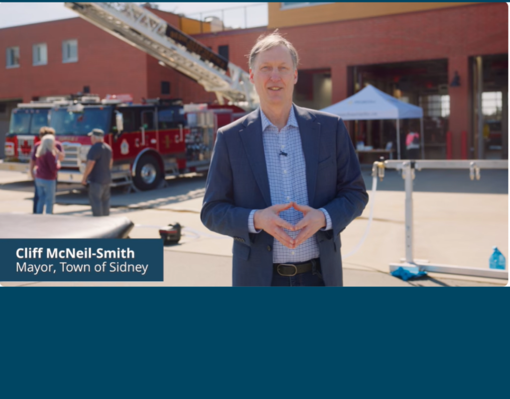 Mayor in front of firehall