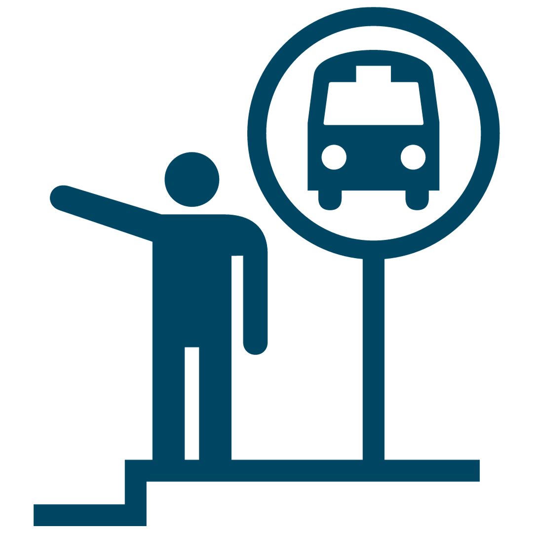 Icon. Person hailing bus