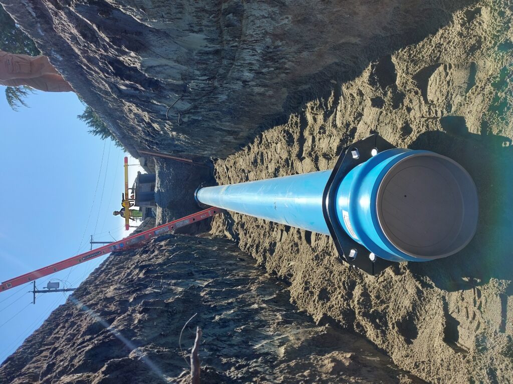 Bluie watermain pipe in open trench